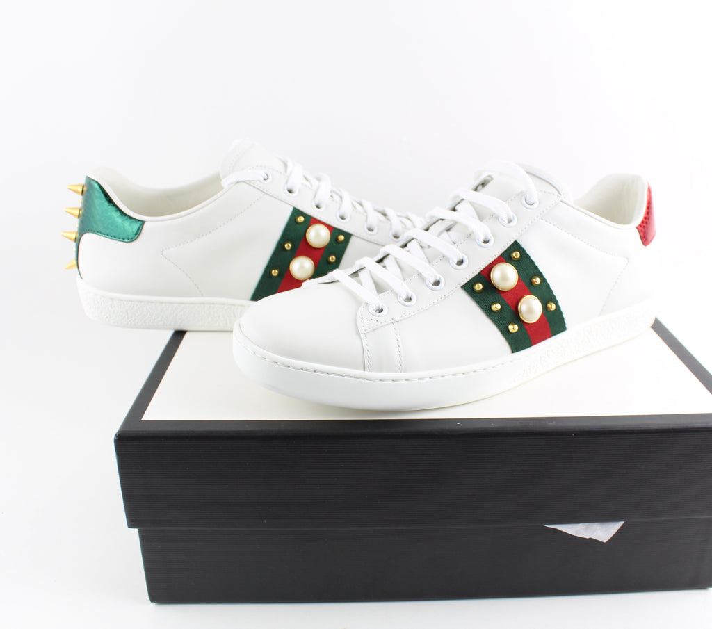 gucci ace studded leather sneaker