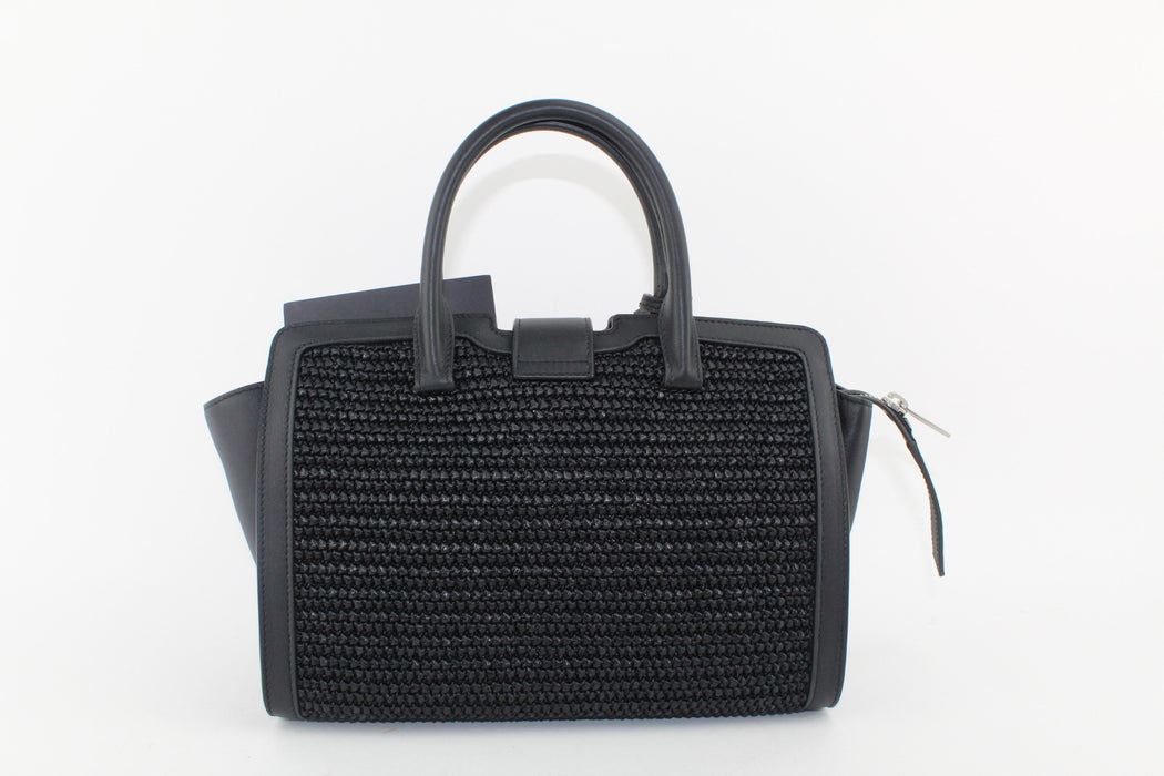 SAINT LAURENT RAFFIA TOP HANDLE BAG BLACK — Luxurysnob