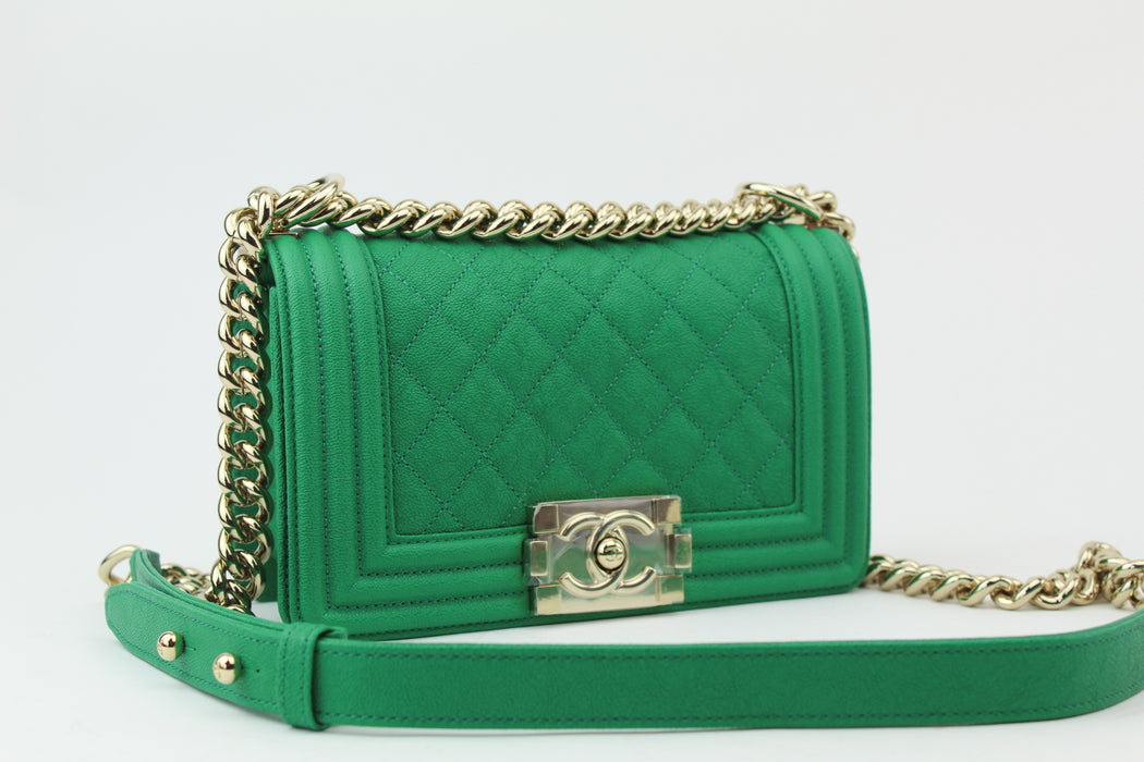 CHANEL Green Medium Boy Bag in Caviar Leather and Antique Gold Hardware   YouTube