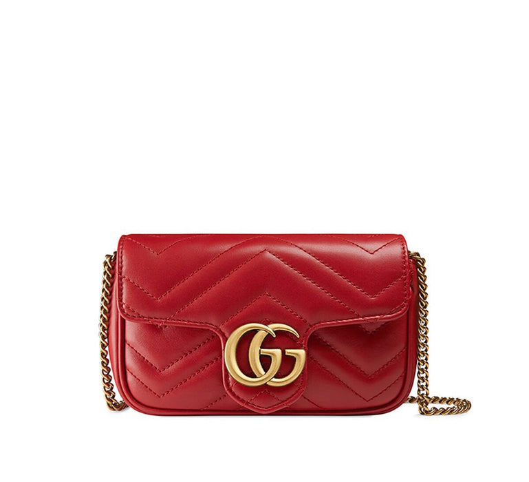 GUCCI GG MARMONT LEATHER SUPER MINI BAG RED | LuxurySnob Genuine Pre ...