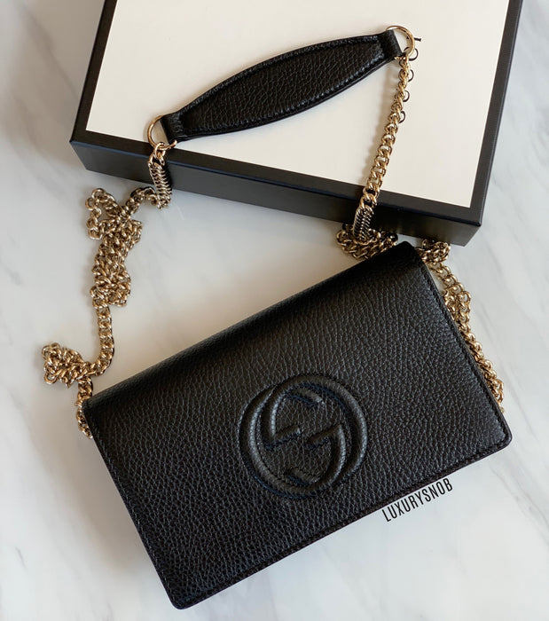 Gucci Soho Wallet on Chain in Black — Luxurysnob