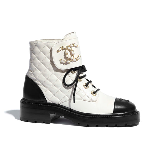 Hulpeloosheid Afscheiden verhoging Chanel Women Lace Up Boots White and Black — Luxurysnob