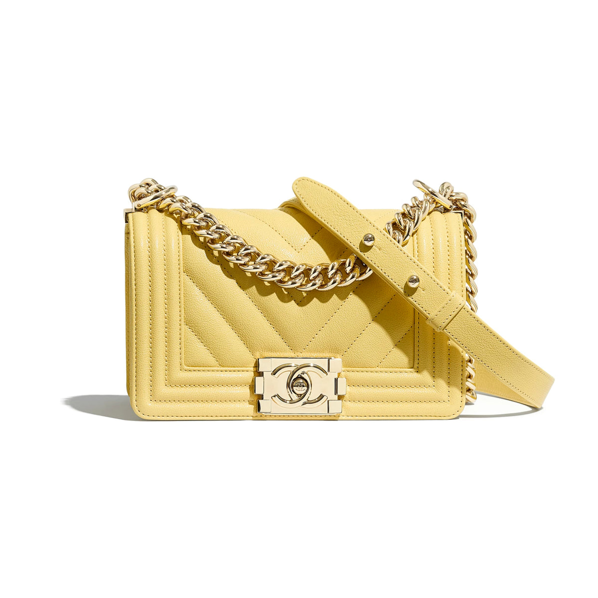 Chanel Yellow Boy Bag with Ruthenium Hardware  ALC0391  LuxuryPromise