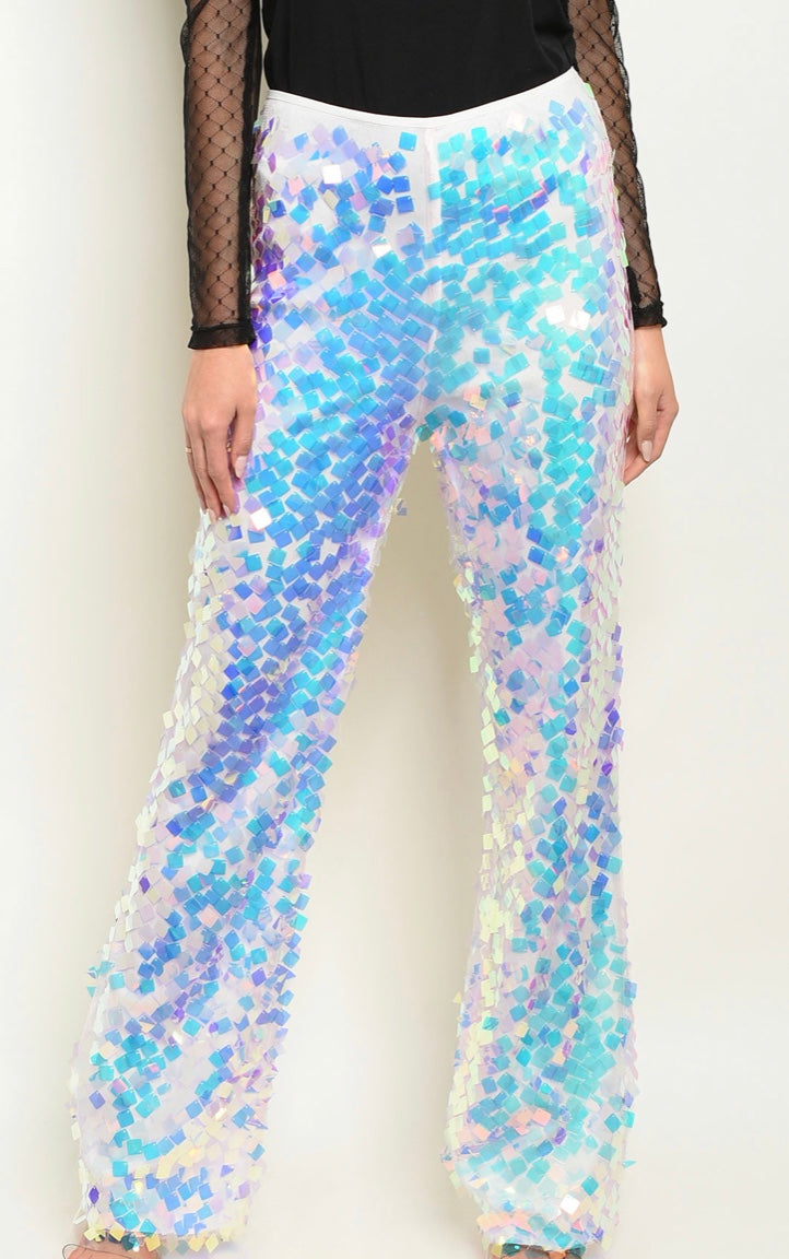 High Waisted Sequin Detail Flare Pants | vlr.eng.br