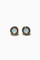 Tondi Bronze Earrings with Light Blue Enamel