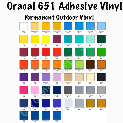 oracal 651 color chart with names