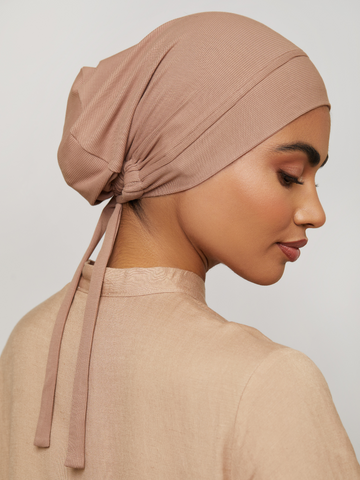 hijab undercap ribbed tie back adjustable undercap
