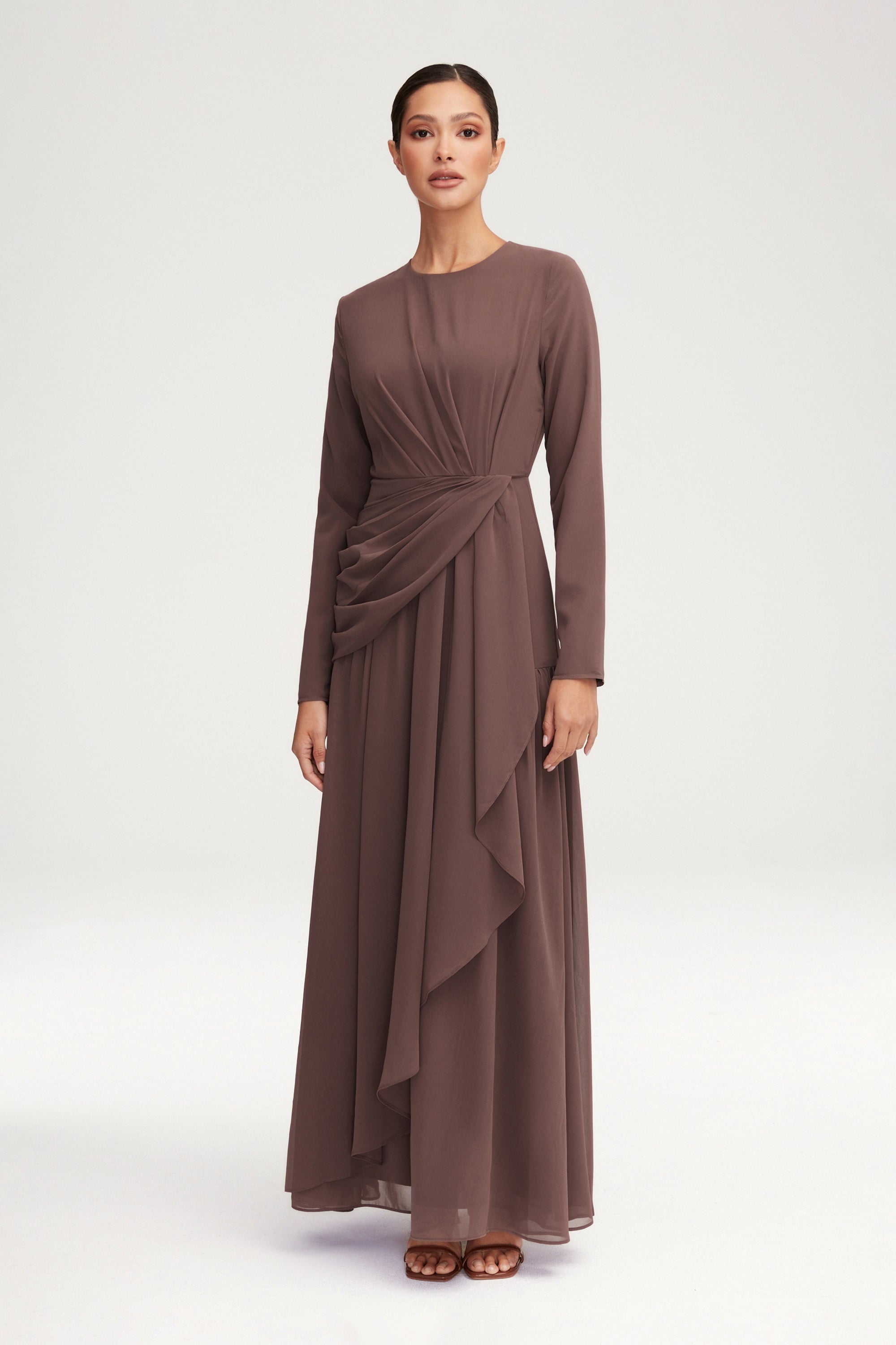 Image of Huda Chiffon Maxi Dress - Deep Taupe