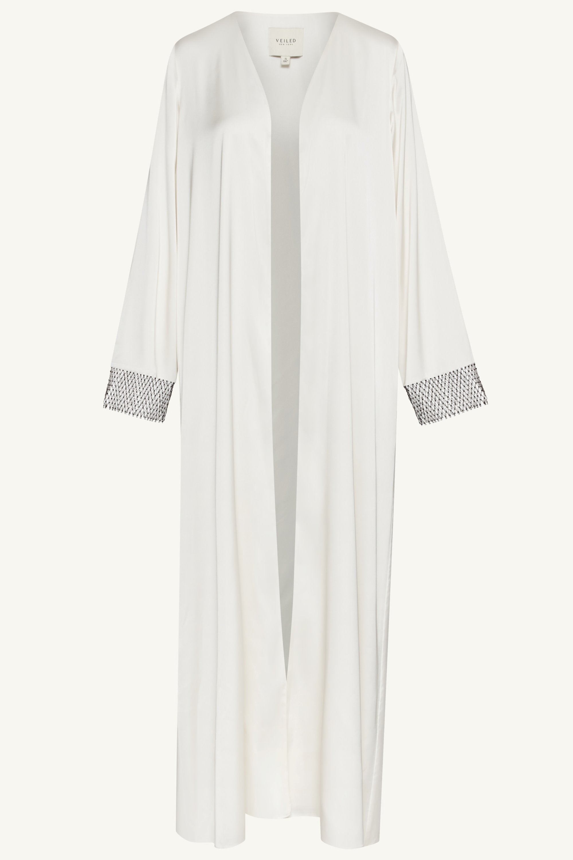 Image of Lyana Crystal Mesh Satin Abaya - White