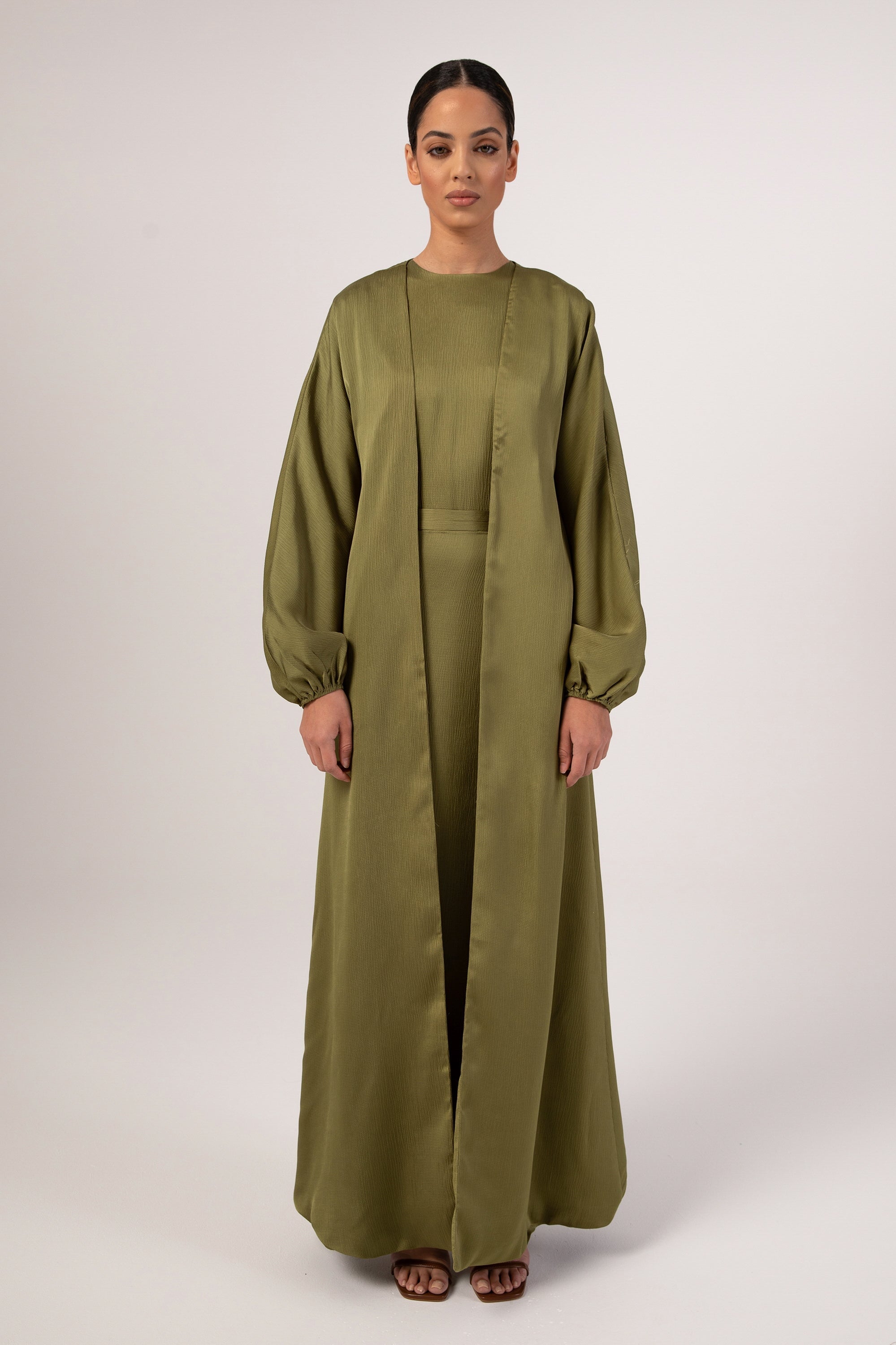 Image of Salma Three Piece Abaya Set - Avocado