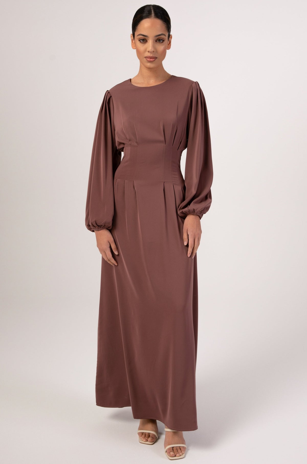 Aayat Pleated Maxi Dress - Burgundy