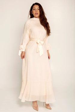 cream maxi dress