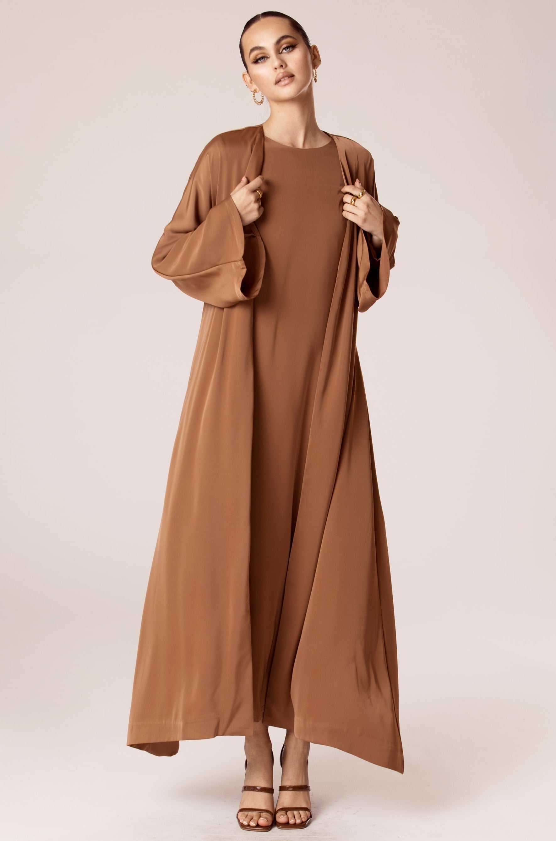 Image of Angelina Open Abaya - Copper