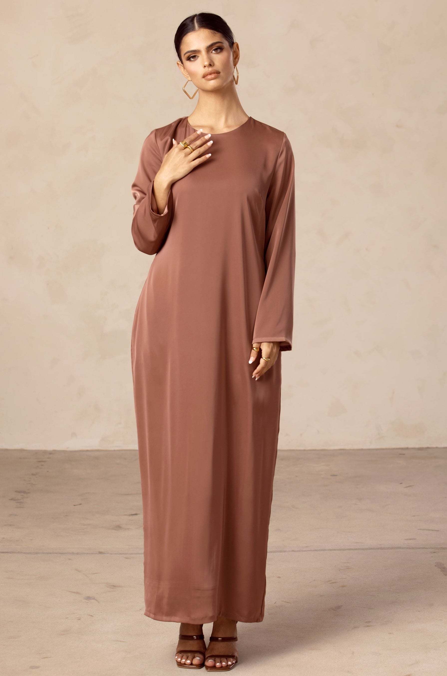 Image of Angelina Maxi Slip Dress - Pecan