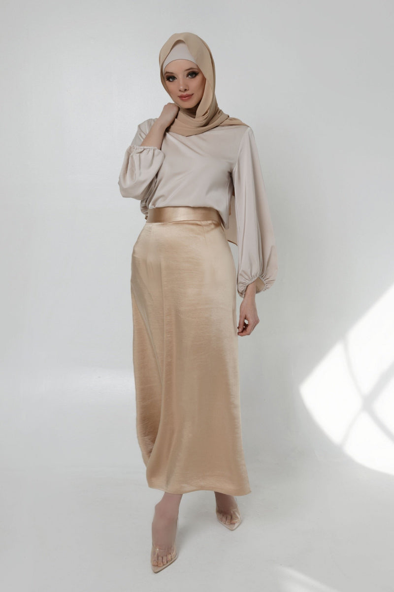 satin champagne maxi dress