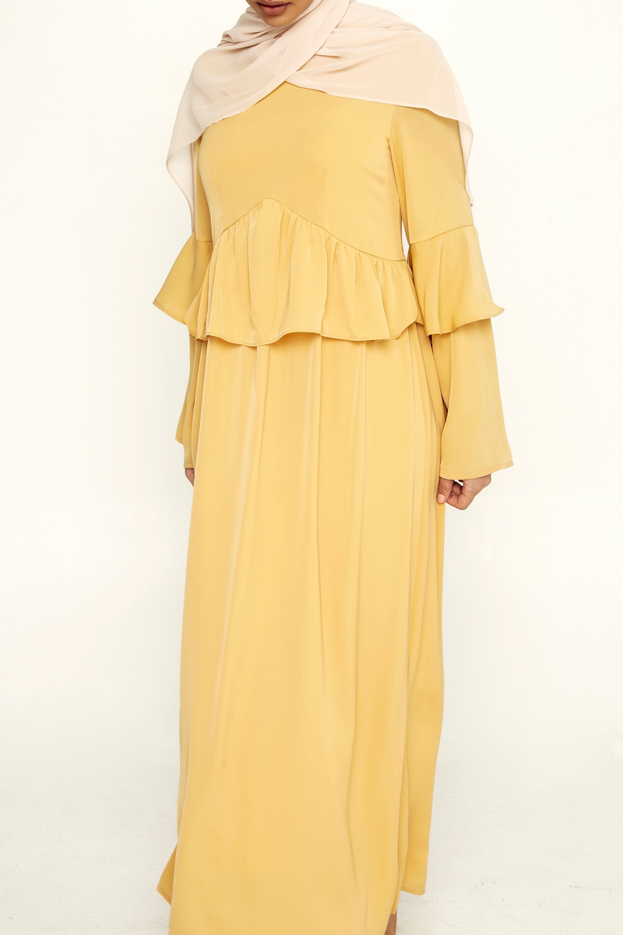 canary yellow long dress