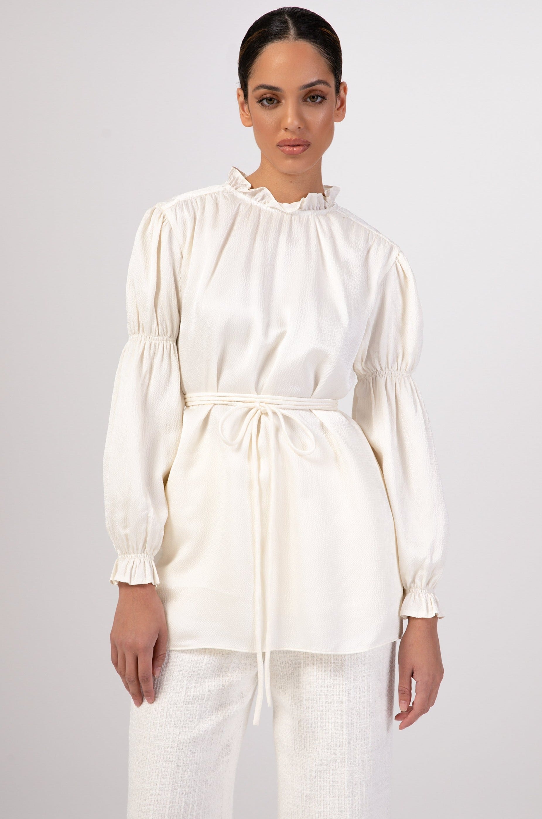 Image of Cinched Sleeve Blouse - Off White