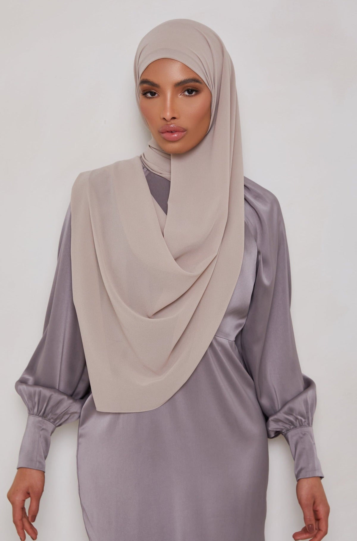 Haute Hijab Silk-Blend Satin Underscarf - Mink - One Size / Mink / Satin