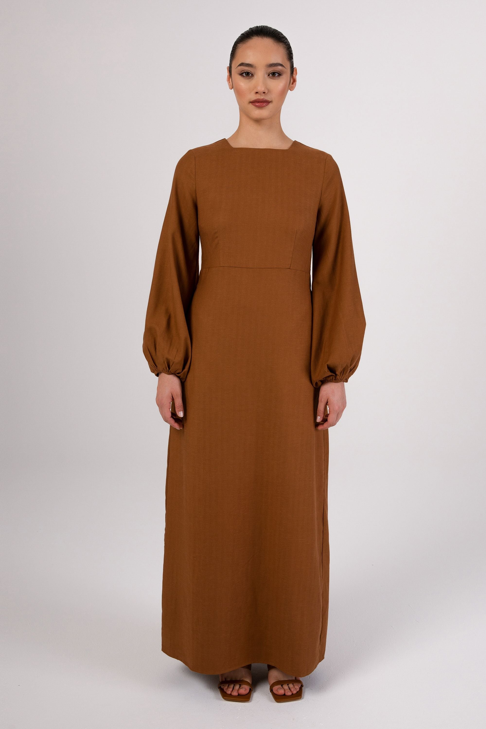 Image of Farida Linen Maxi Dress - Brown Sugar