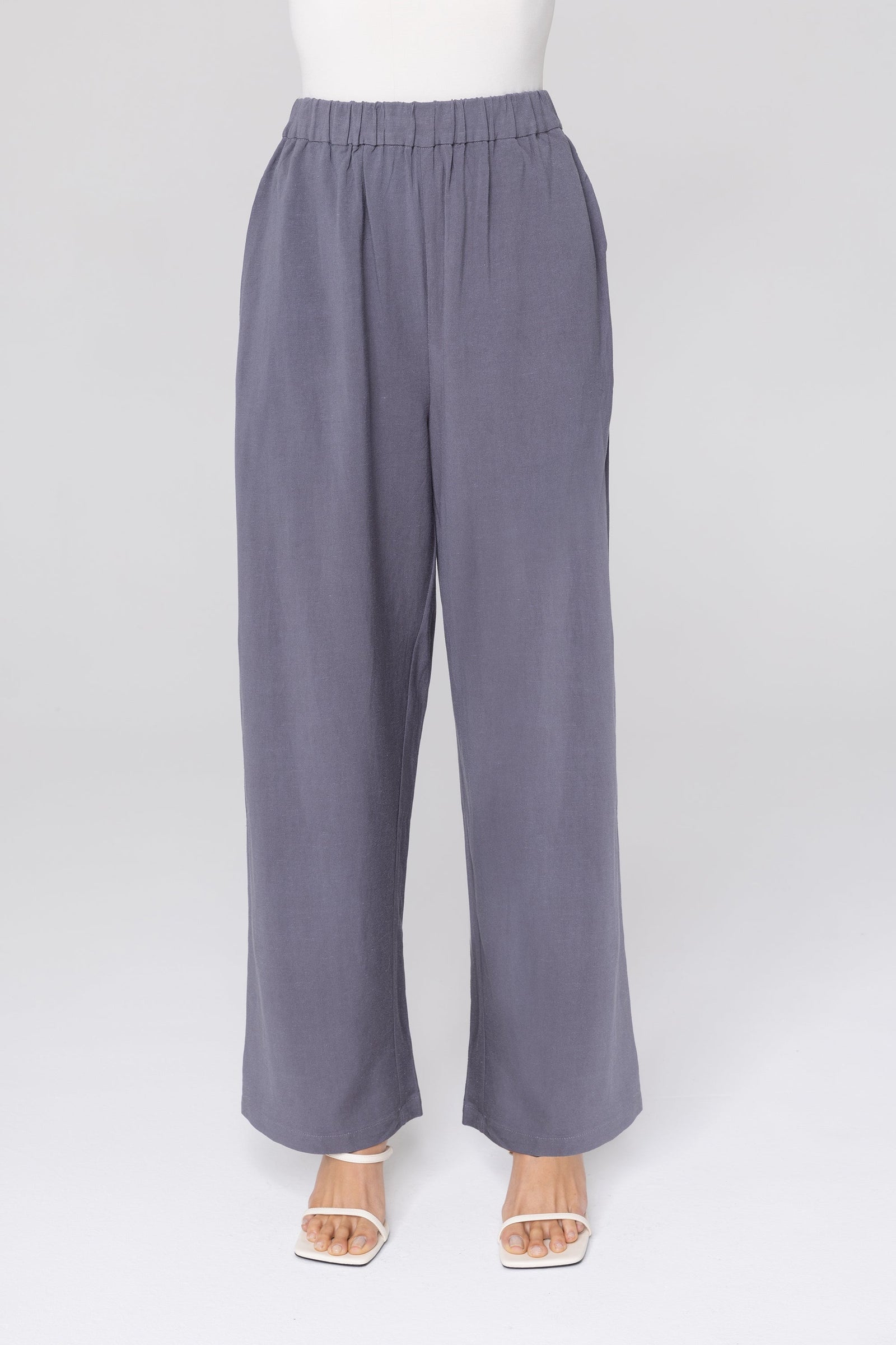 Gemma Linen Wide Leg Pants - Denim