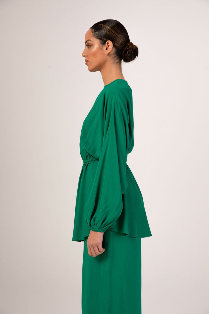 Hafsa Batwing Elastic Waist Top - Jade