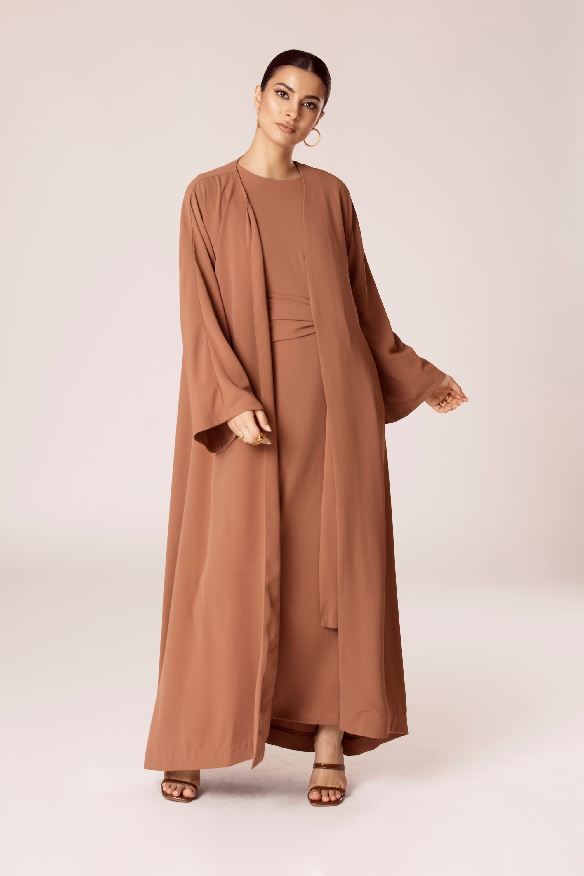 Image of Isabella Open Abaya - Mushroom