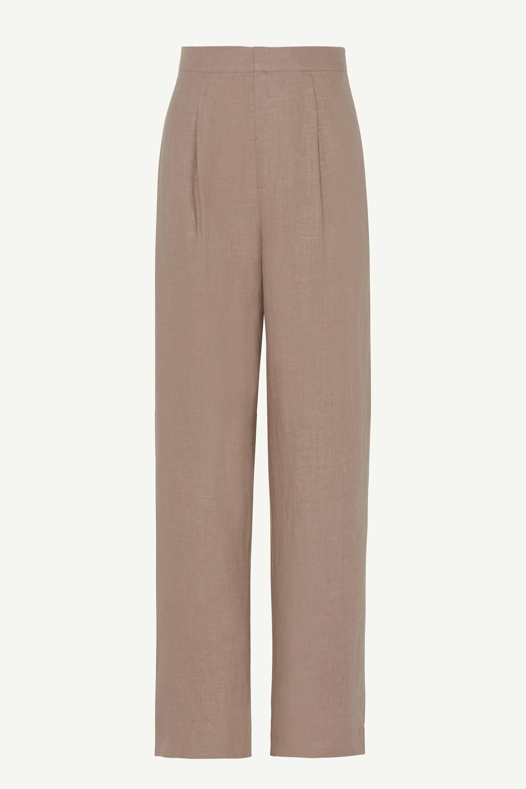 Nashwa Textured Rayon Wide Leg Pants - Caffe