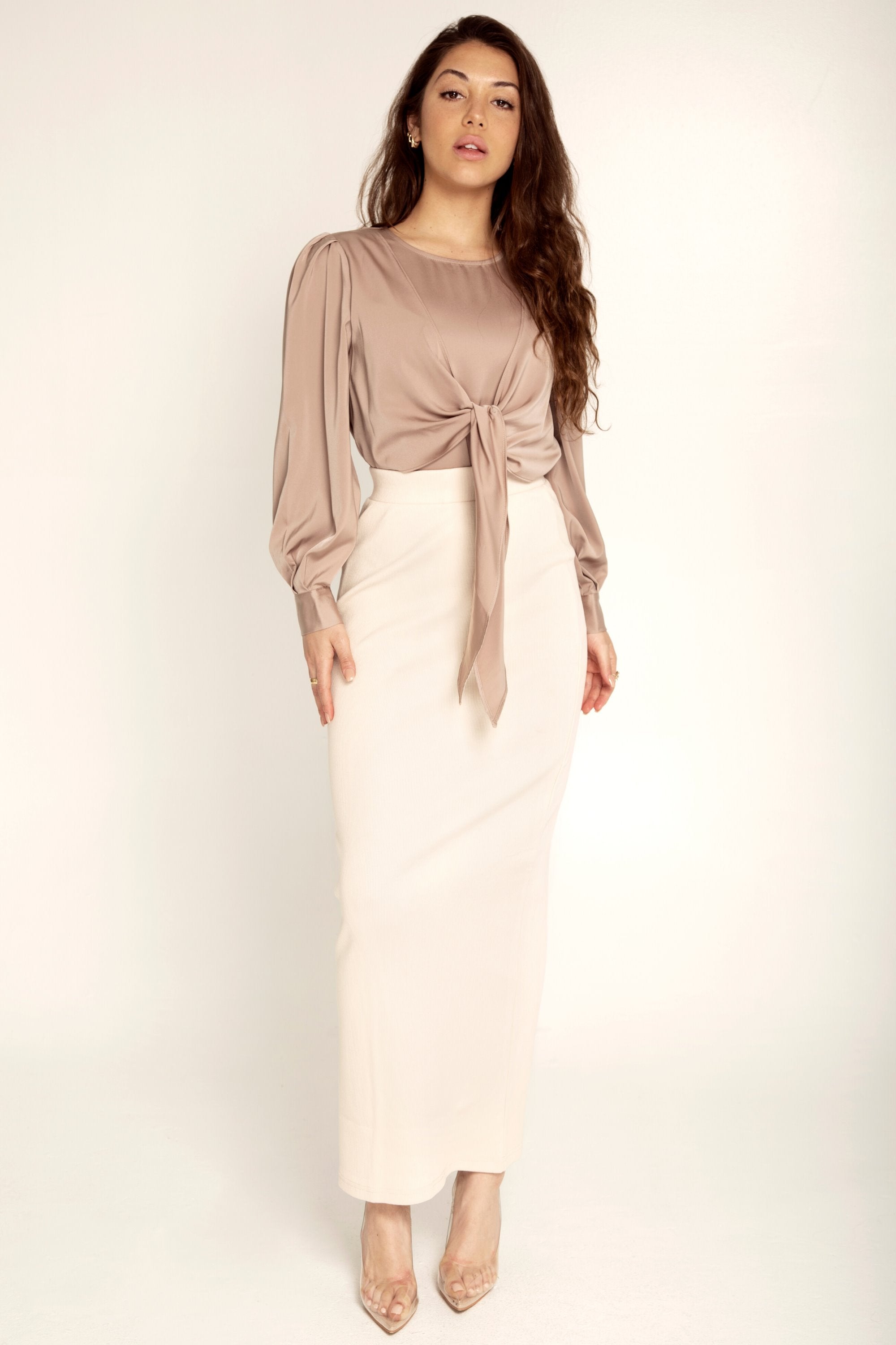 beige maxi skirt