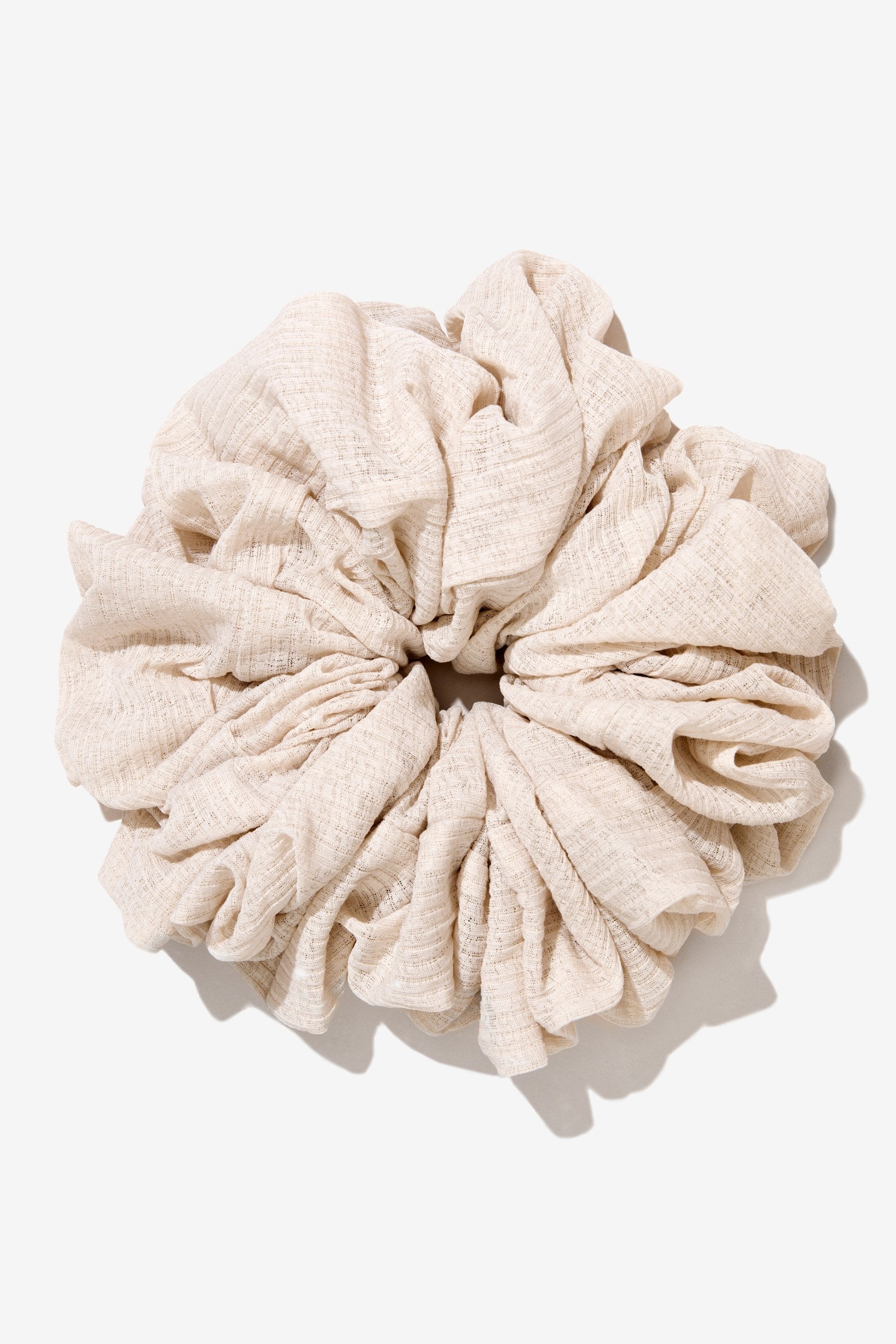 Image of Ribbed Volume Scrunchie - White Sand