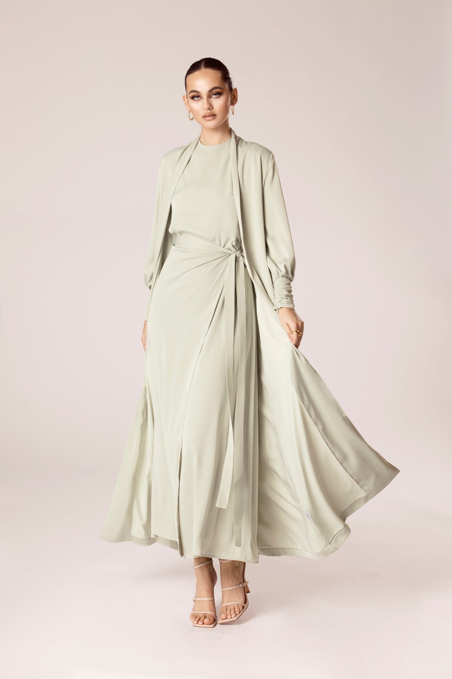 Sadia Open Abaya - Sage