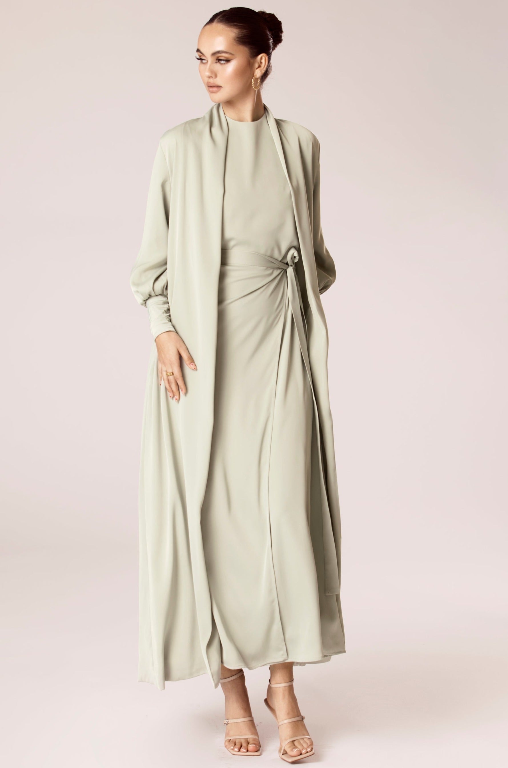 Image of Sadia Open Abaya - Sage