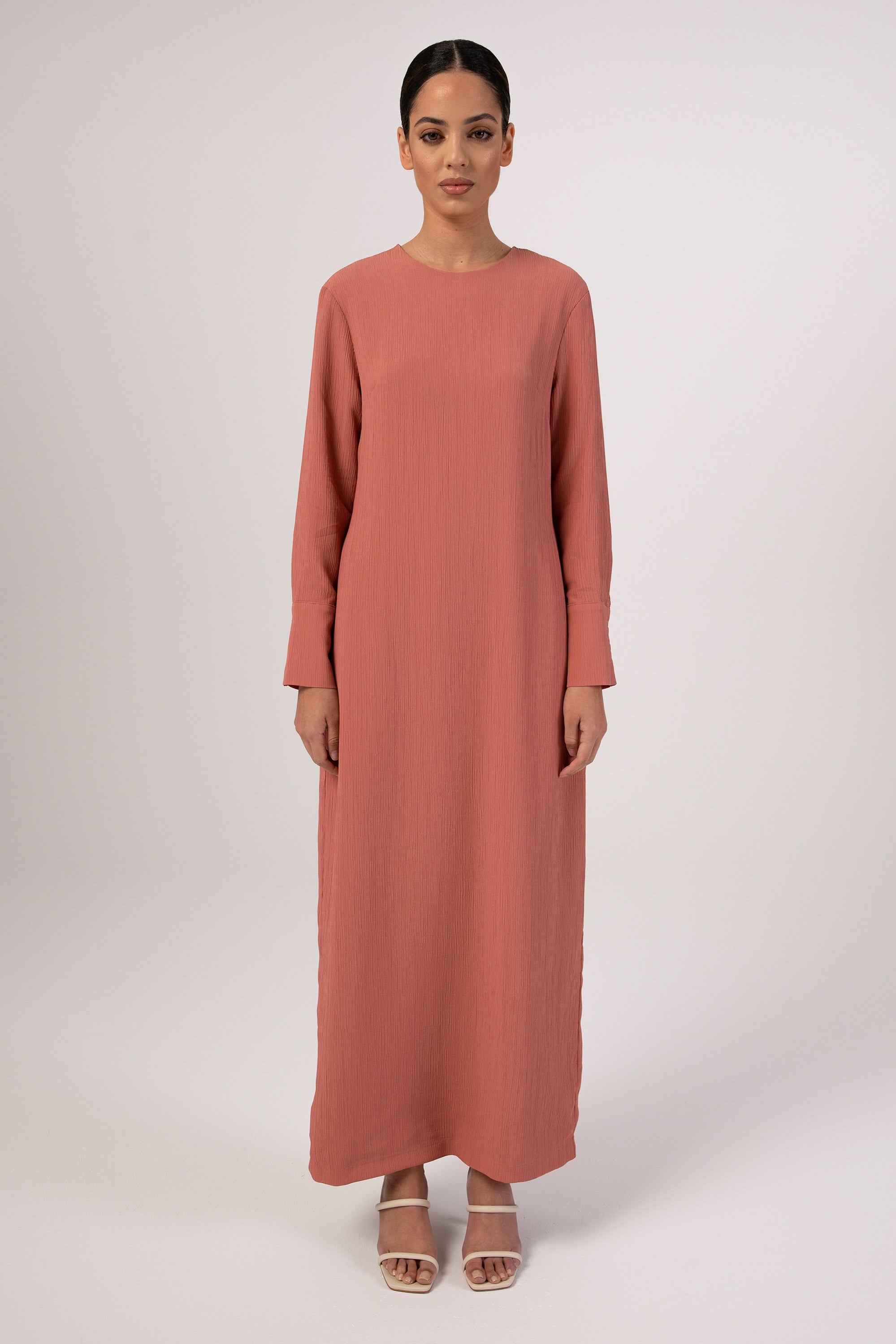 Image of Sajda Textured Maxi Dress - Terracotta