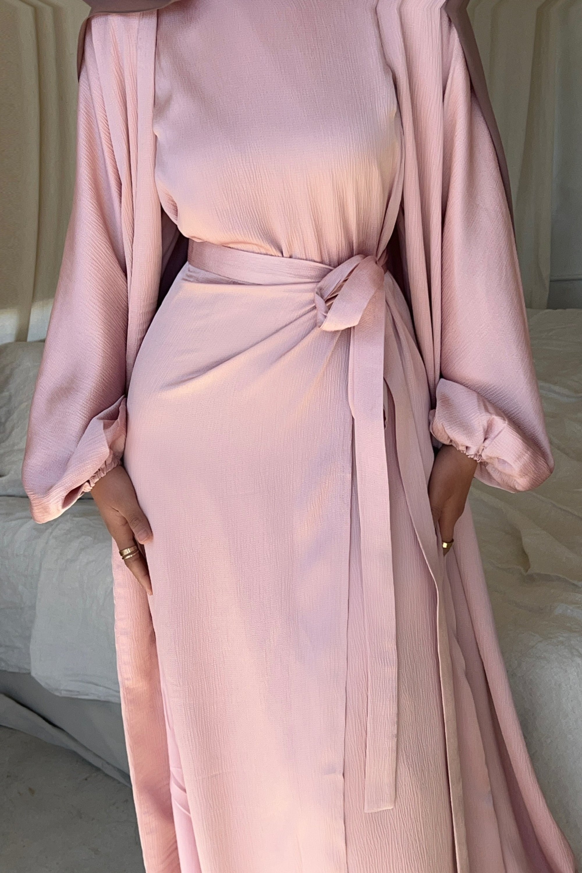 Umbrella Abaya With Bell Sleeves- Puce Pink - Being Traditional - 3217340