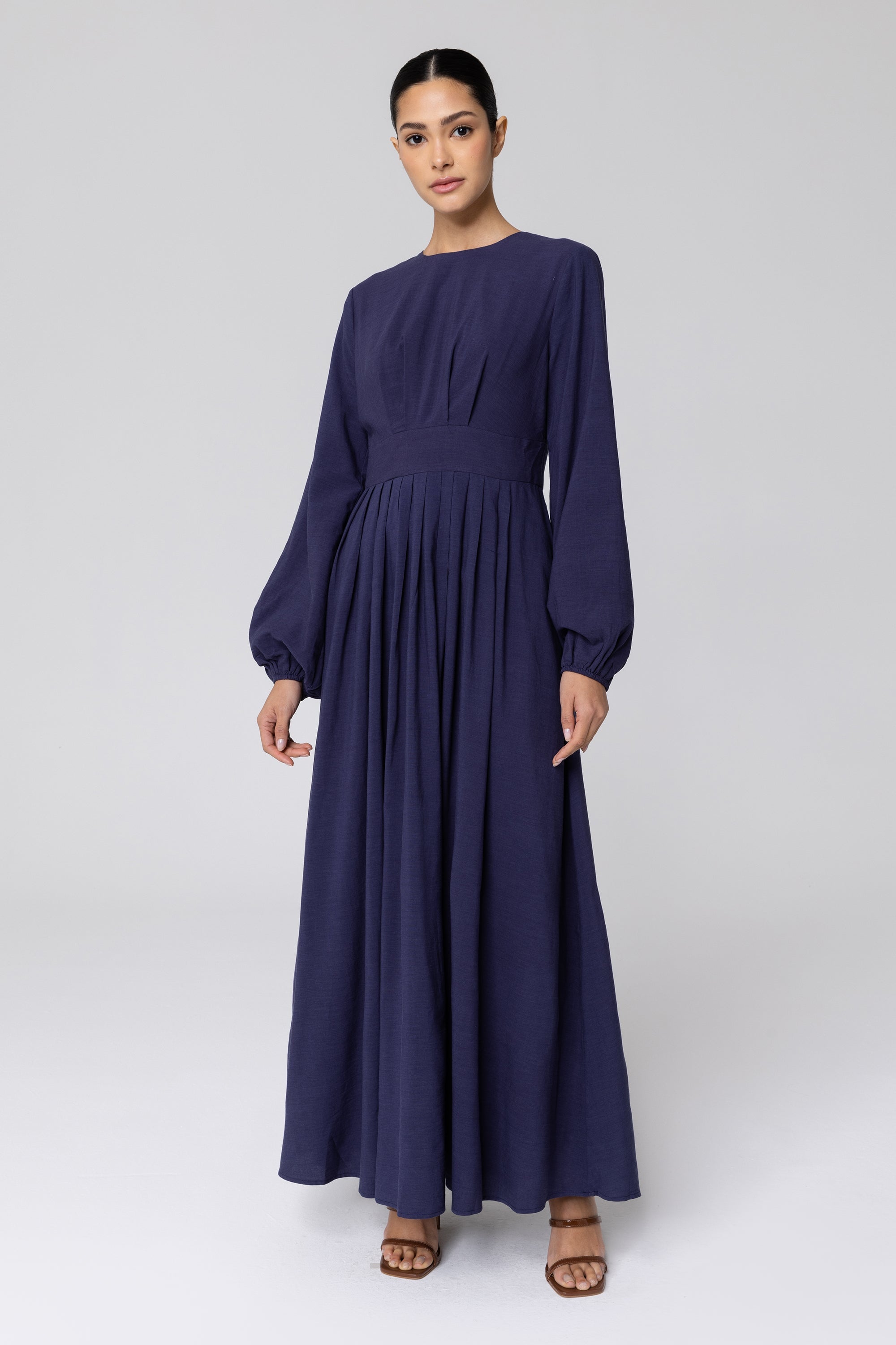 Image of Salwa Pleated Maxi Dress - Dark Blue