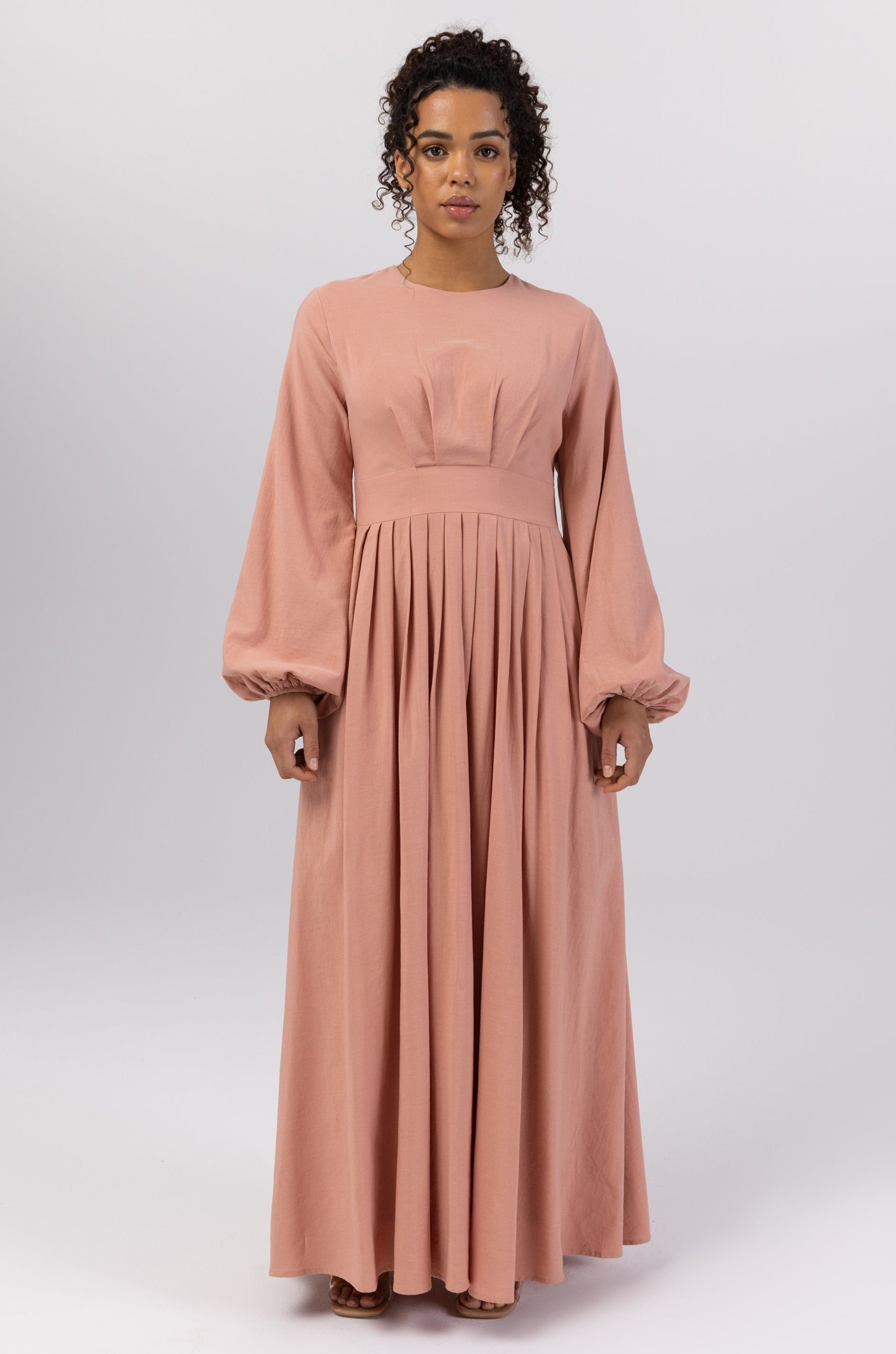 Image of Salwa Pleated Maxi Dress - Pink Peach