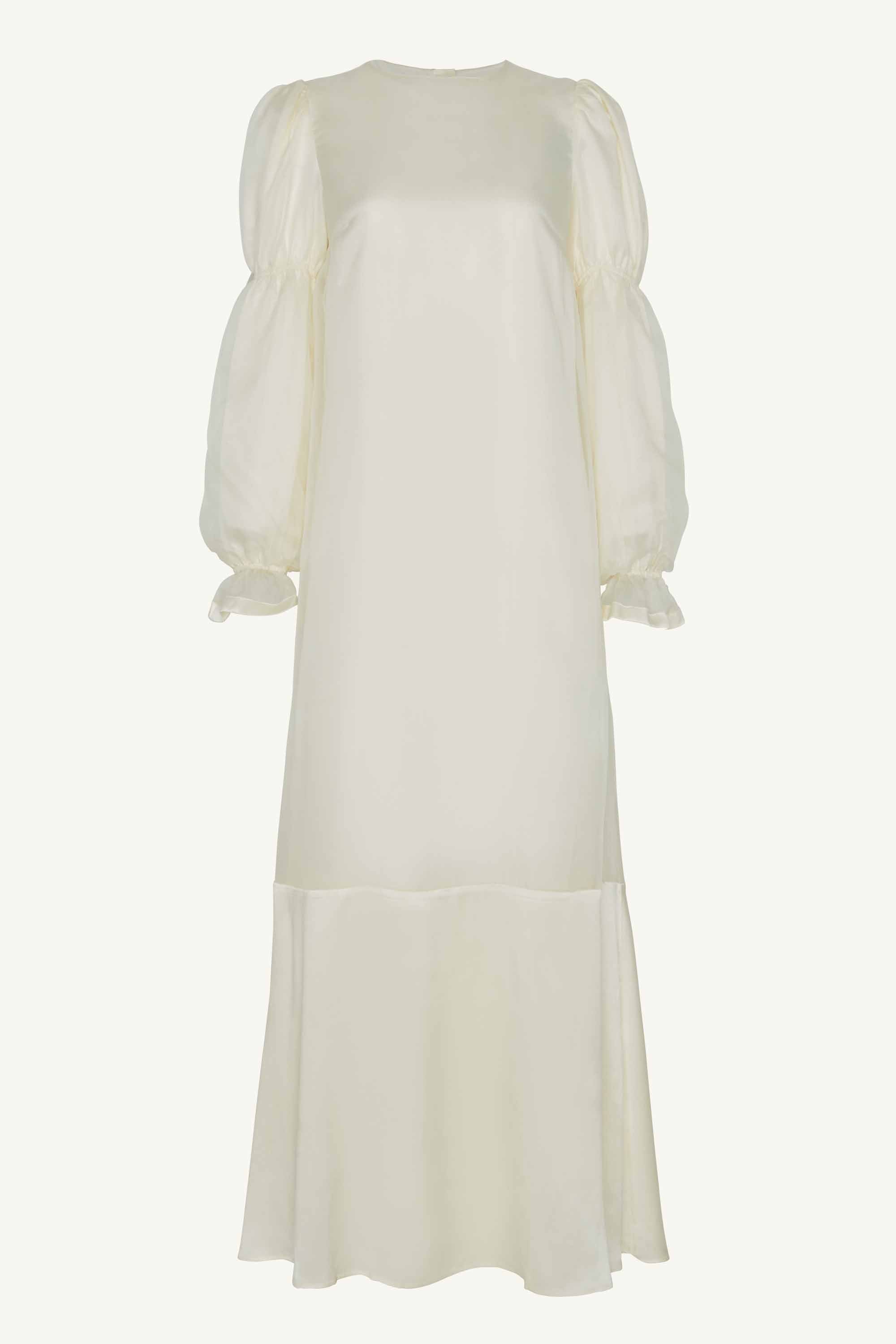 Image of Silk Organza Satin Trim Maxi Dress - Off White