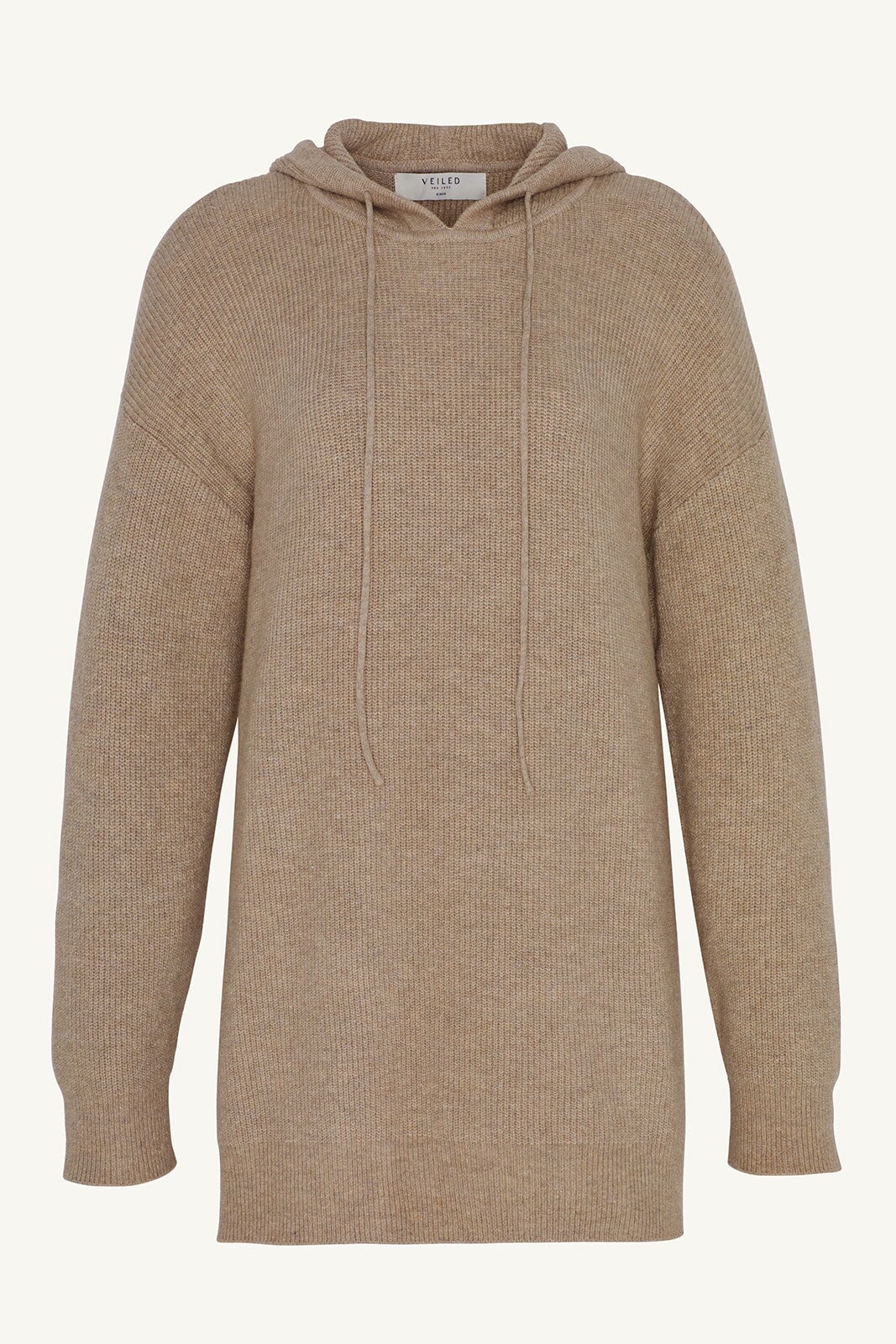 Image of Wool Knit Sweater Hoodie - Cobblestone