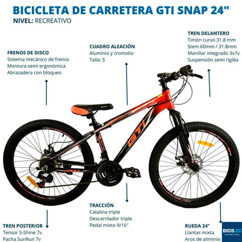 BICICLETA Infantil GTI SNAP ARO 24