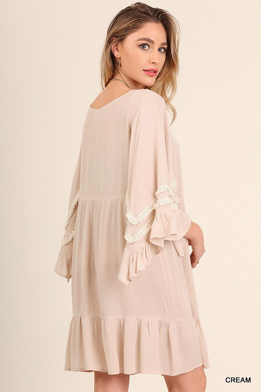 ruffle bell sleeve dress