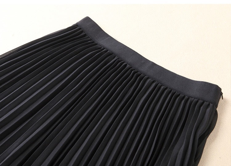 black pleated skirt