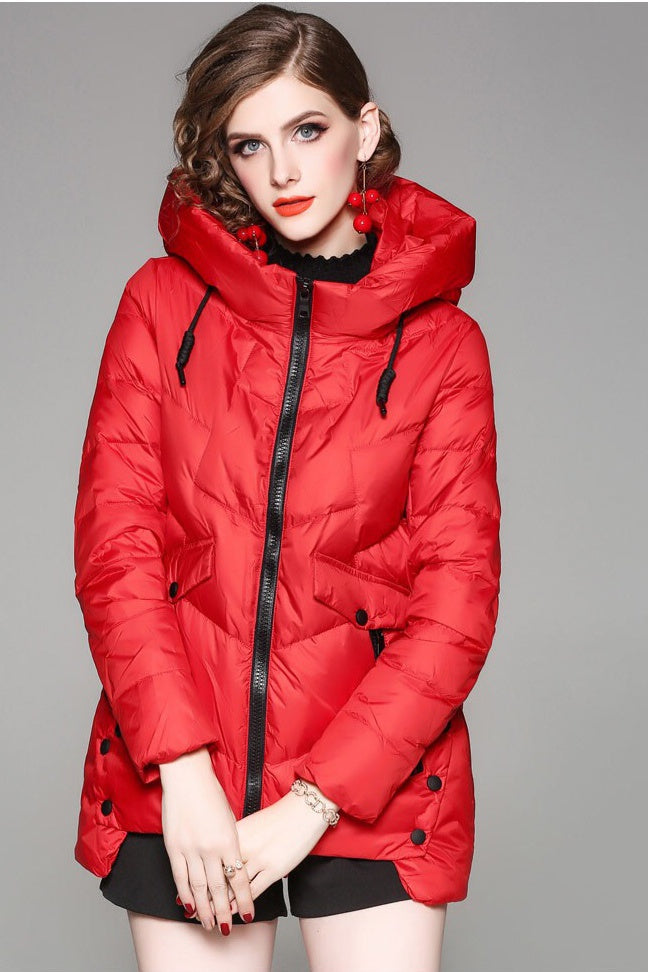 womens red down coat