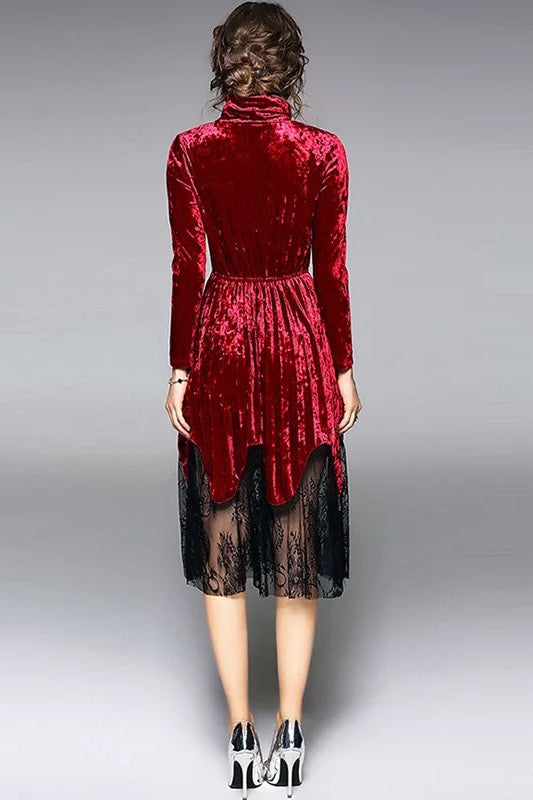 A-Line Mini Beaded Velvet Dress With Ruffled Sleeves - Dress Album