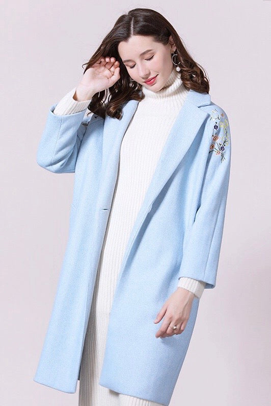 light blue coat dress