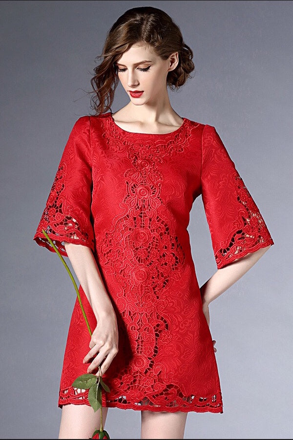 jacquard dress red