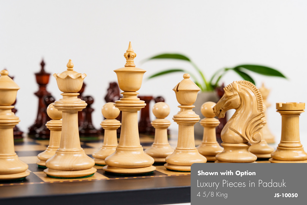 Luxury Chess in Padauk 4 5/8" King - Close Up Pieces