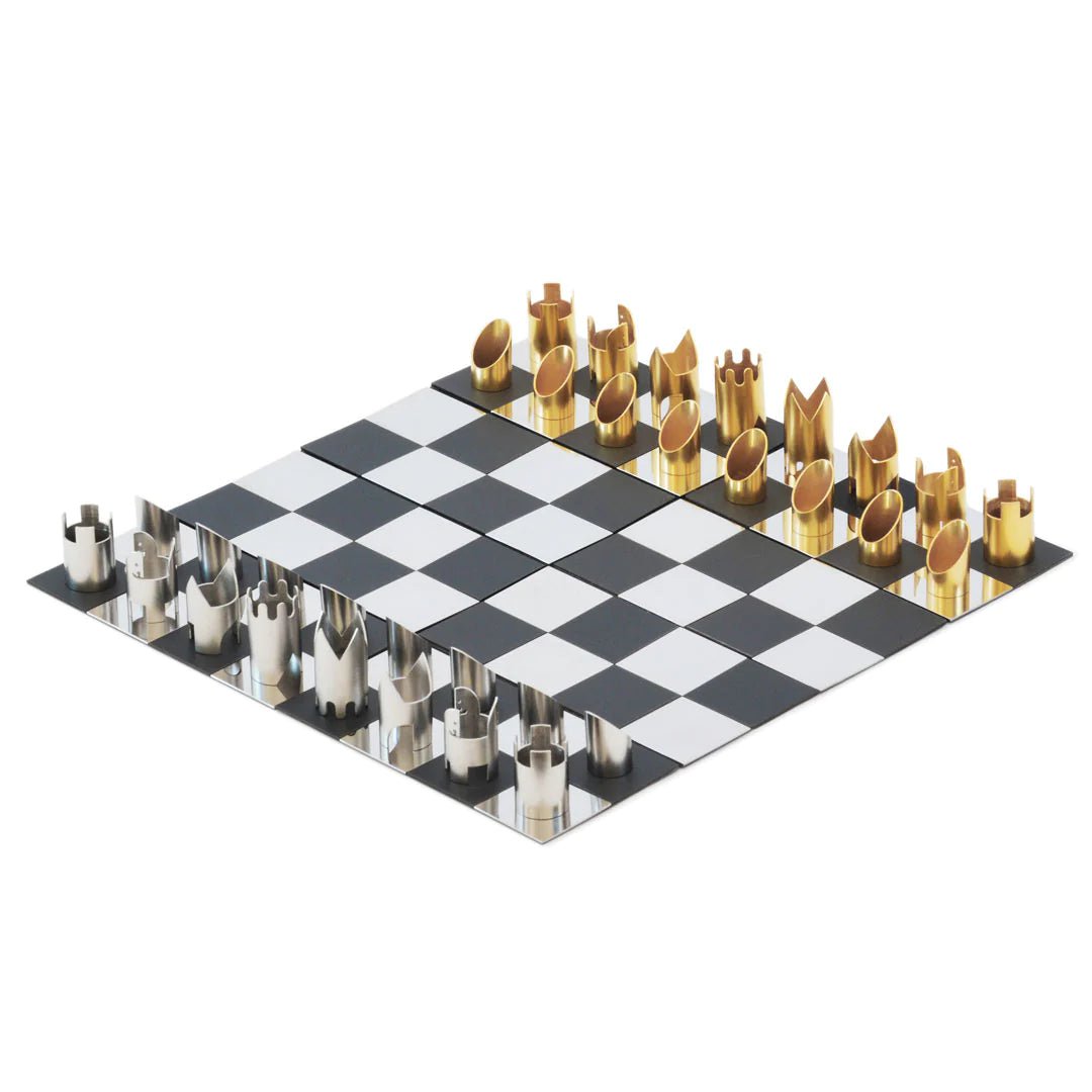 Cy Endfield 24 Karat Gold and Silver Plated Travel Chess Set