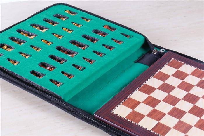 12 magnetic travel chess set in rosewood