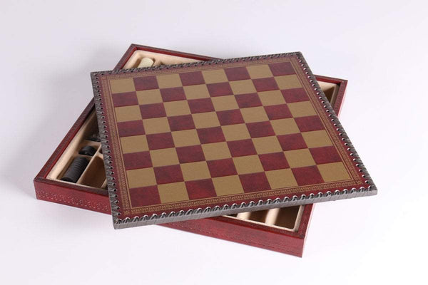 Black Saffiano Leather Chess Set