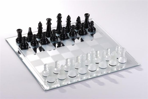 13.75" Mirror Chess Board, White and Black - Chess House