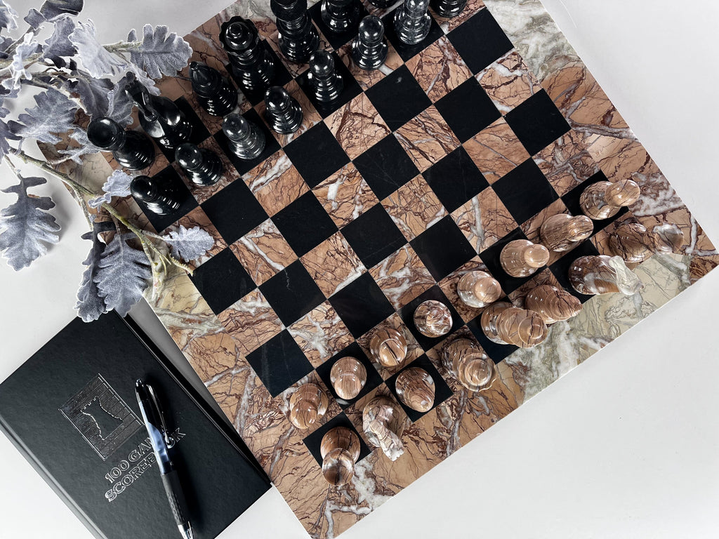 Gedwongen Raar tweeling 16" Marble Chess Set Euro Design in Marina & Black – Chess House